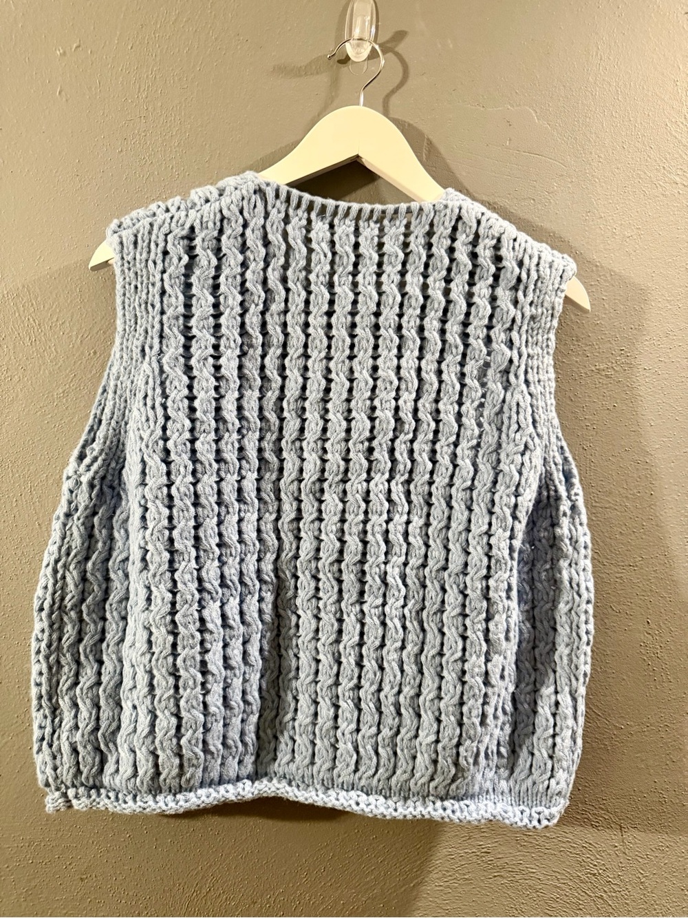 MABLE Pale Blue Chunky Knit Button Vest - Picture 2 of 7